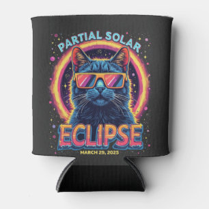 Partial Solar Eclipse 2025 Cat Kitten Can Cooler