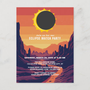 Partial Solar Eclipse 2025 Watch Party Invitation Postcard