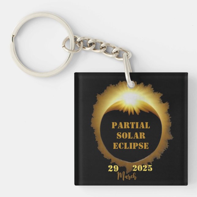Partial Solar Eclipse Event 2025 Viewing Party Key Ring (Front)