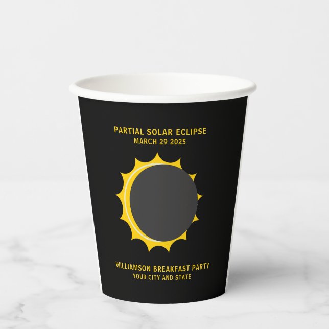 Partial Solar Eclipse March 2025 Personalised Paper Cups (Front)