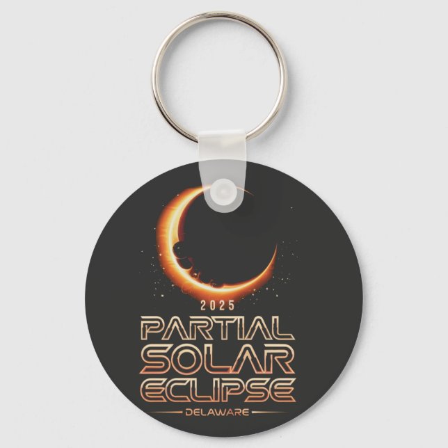 Partial Solar Eclipse New Jersey 2025 Key Ring (Front)