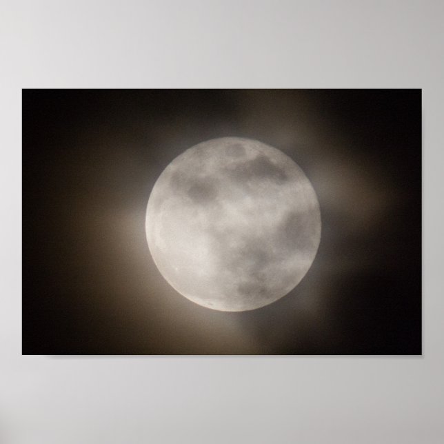 Partially Cloudly Full Moon, Ohio Poster (Front)
