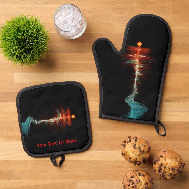 Particle-Wave Duality Oven Mitt & Pot Holder Set (Top Down)
