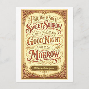 "Parting Is Such Sweet Sorrow" Shakespeare Postcard