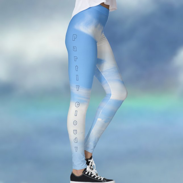 Partly Cloudy Blue Sky Chic Blue and White Leggings (Creator Uploaded)