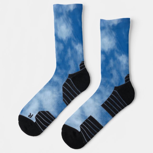 Partly Cloudy Blue Sky Nature Photography Socks (Left)