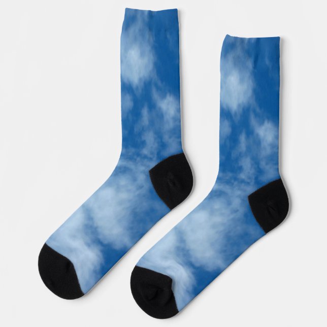 Partly Cloudy Blue Sky Nature Photography Socks (Left)
