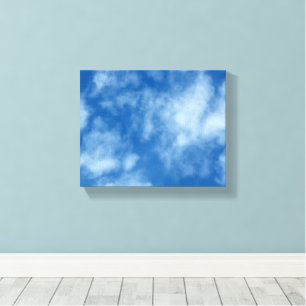 Partly Cloudy Blue Sky Photo on Wrapped Canvas