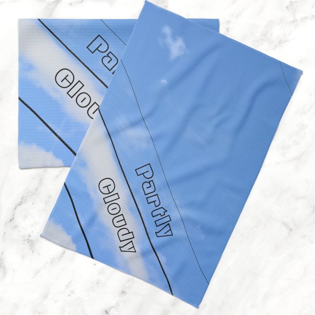 Partly Cloudy SkyLines blue Tea Towel (Creator Uploaded)