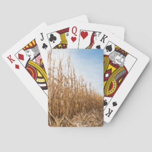 Partly Harvested Corn Field Playing Cards