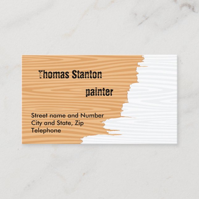 Partly painted wood business cards (Front)