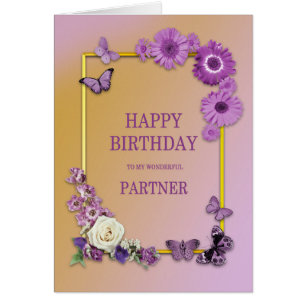 Partner Birthday Flowers and Butterflies