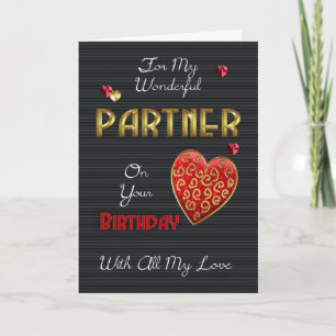 Partner, Birthday With Gold & Embossed Effect Card