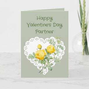 Partner Yellow Rose Garden Flower Valentine Poem Holiday Card