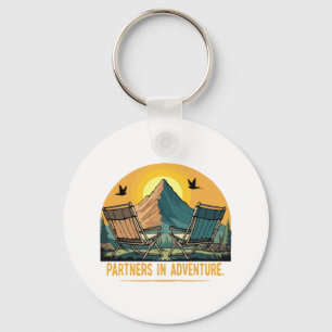 Partners in Adventure Retro Mountain Camping Key Ring