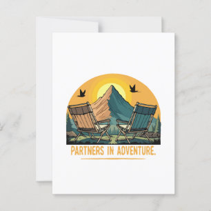 Partners in Adventure Retro Mountain Camping Postcard