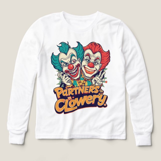 Partners in Clowery (Funny Clown Pun) (Design Front)