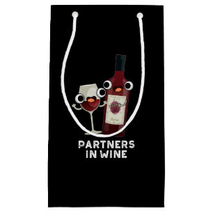 Partners In Wine Funny Drink Pun Dark BG Small Gift Bag