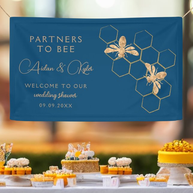 Partners to Bee Indigo & Honeycomb Wedding Shower Banner (Creator Uploaded)