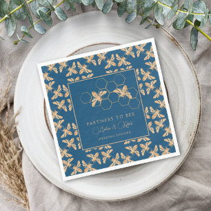 Partners to Bee Indigo & Honeycomb Wedding Shower Napkin