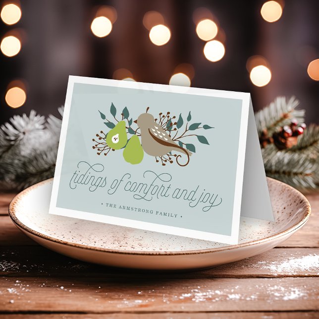 Partridge and Pear Personalised Holiday Card (Creator Uploaded)