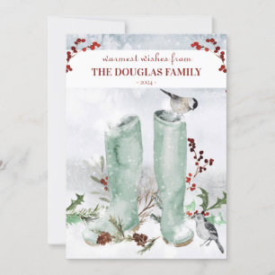 Partridge Chickadee Christmas Winter Scene Invitation