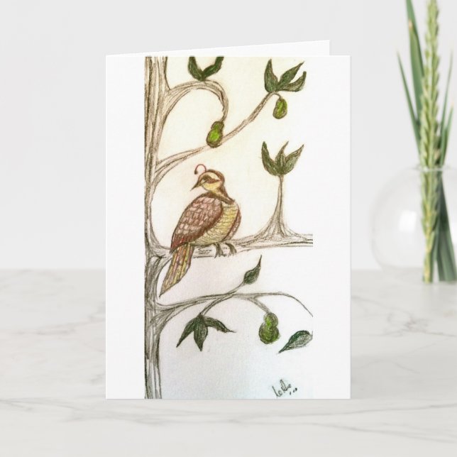 Partridge in a Green Pear Tree Holiday Card (Front)