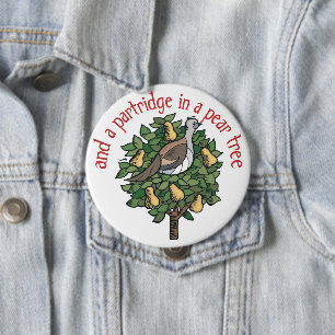 Partridge in a Pear Tree 10 Cm Round Badge