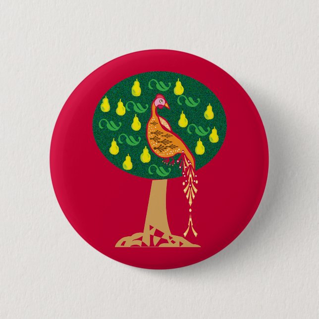 Partridge in a pear tree Christmas carol 6 Cm Round Badge (Front)