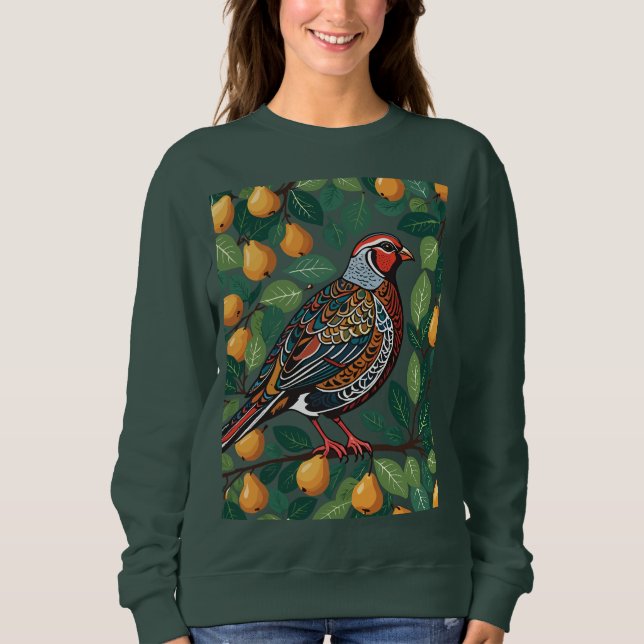 Partridge In A Pear Tree Cut-Out Stencil-Style 2 Sweatshirt (Front)