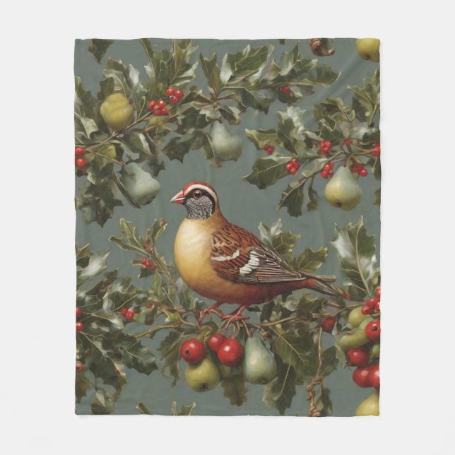 Partridge in a pear tree fleece blanket (Front)