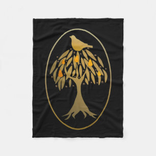 Partridge in a Pear Tree Gold Fleece Blanket