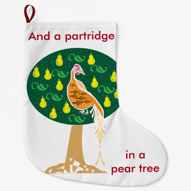 Partridge in a pear tree large christmas stocking (Front)