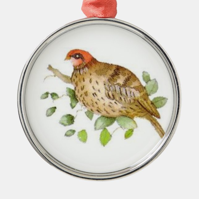 Partridge in a Pear Tree Metal Tree Decoration (Front)