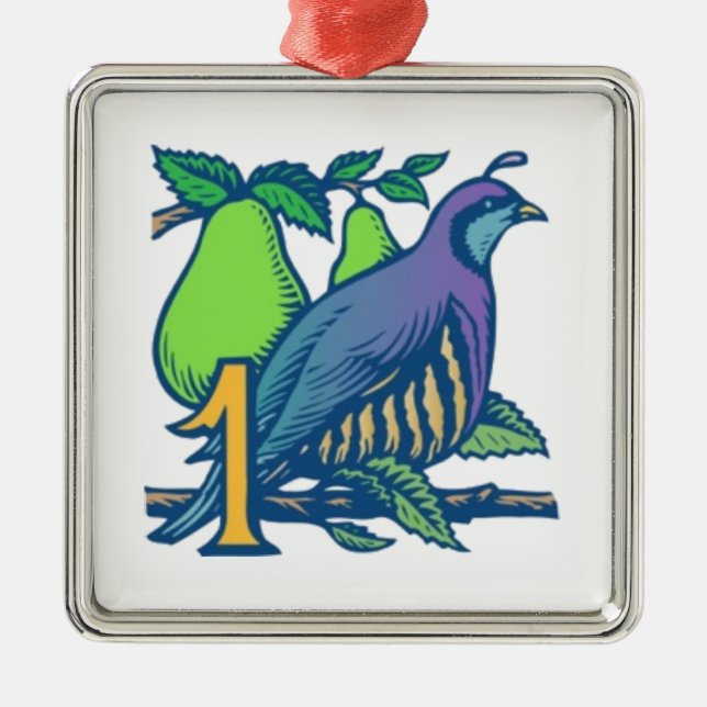 Partridge in a Pear Tree Metal Tree Decoration (Front)