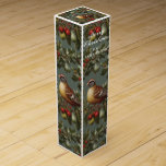 Partridge in a pear tree personalise text wine box<br><div class="desc">Classic elegant holiday themed partridge in a pear tree. customisable text.</div>