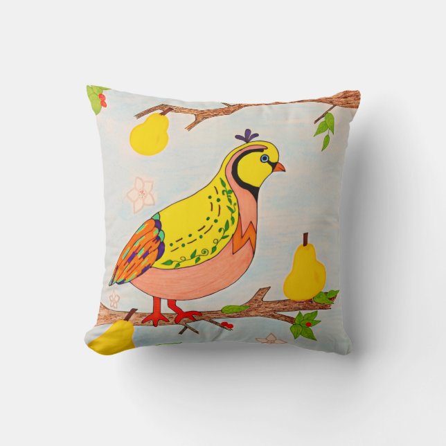 Partridge in Pear Tree Cushion (Front)