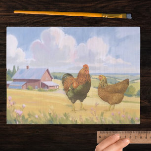 Partridge Plymouth Rocks Heritage Chickens on Farm Tissue Paper