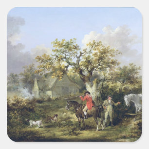 Partridge Shooting (oil on canvas) Square Sticker