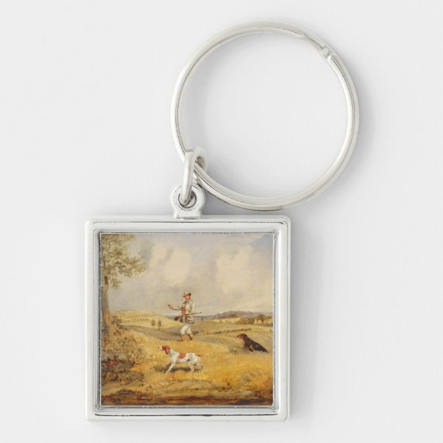 Partridge Shooting (oil on panel) Key Ring (Front)