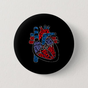 Parts Of Heart Anatomical Heart Gift For Cardiolog 6 Cm Round Badge