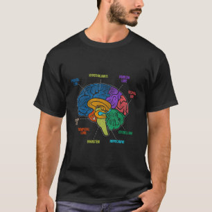 Parts Of The Brain Colourful Diagram Neurology Gif T-Shirt