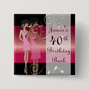 Party 00th Birthday Girl   DIY Text 15 Cm Square Badge