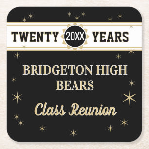 Party! 20th Reunion Celebration  Square Paper Coaster
