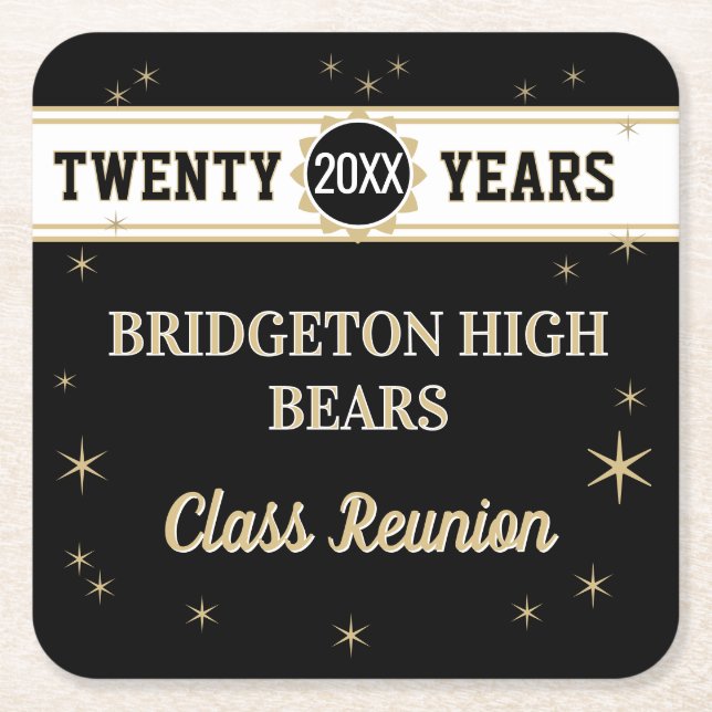 Party! 20th Reunion Celebration  Square Paper Coaster (Front)