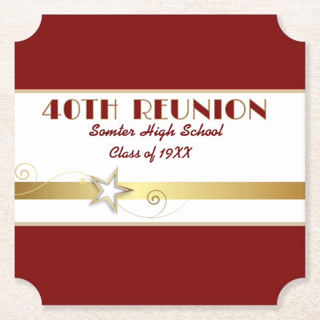 Party! 40th Class Reunion custom  Paper Coaster (Front)