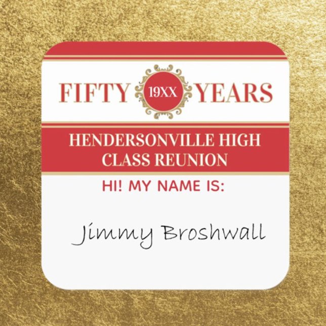 Party! 50th Reunion Celebration Name tag sticker (Creator Uploaded)