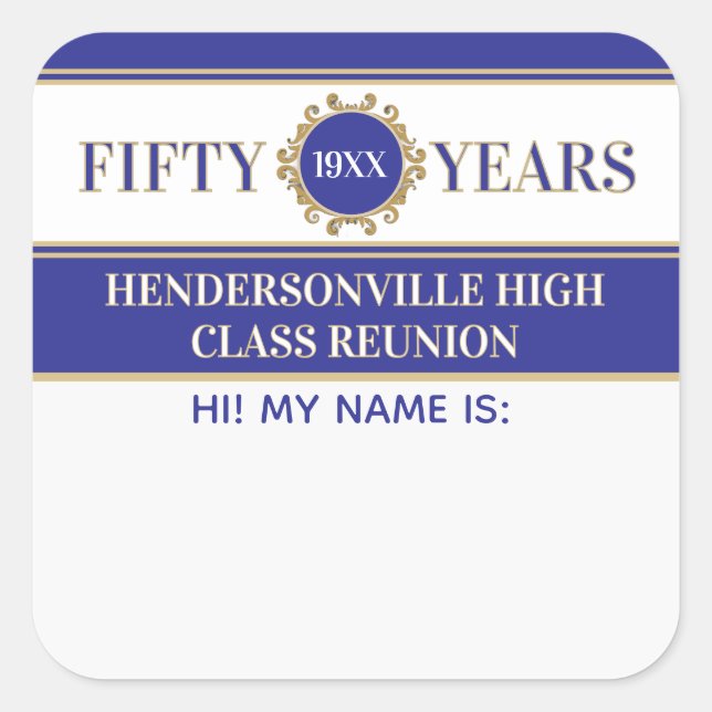 Party! 50th Reunion Celebration Name tag sticker (Front)