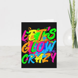 Party 80s group team lets crazy retro colourful card
