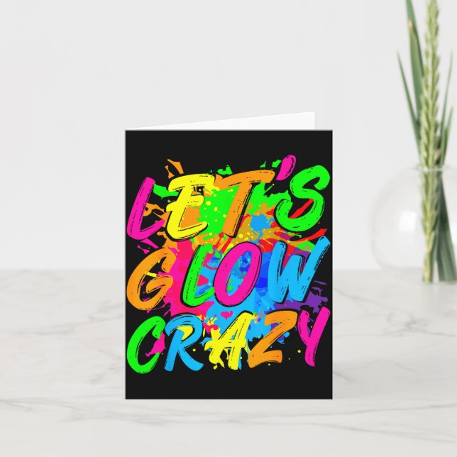 Party 80s group team lets crazy retro colourful card (Front)